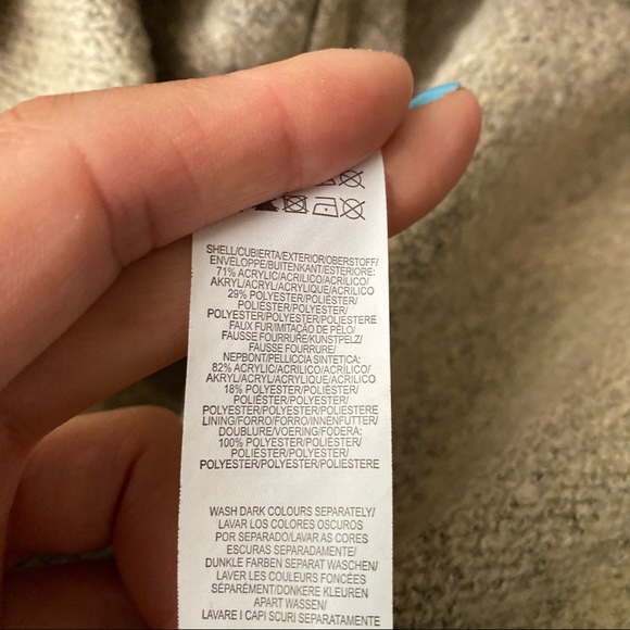 🍂 LOVE YOUR CLOTHES FAUX FUR OATMEAL KNIT PONCHO  CARDIGAN SWEATER! - Picture 11 of 11